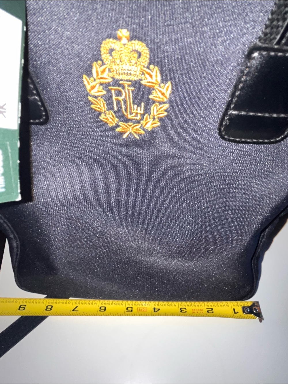 NWT Ralph Lauren Black Tote with Gold Crest w/crossbody strap - Picture 7 of 9